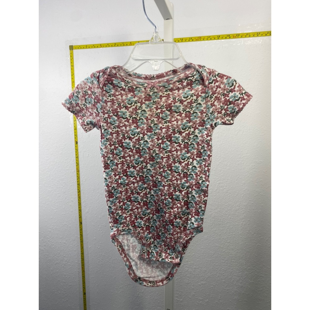 Child of Mine by Carters Baby Girl Floral Bodysuit Pink Blue 12M One Piece